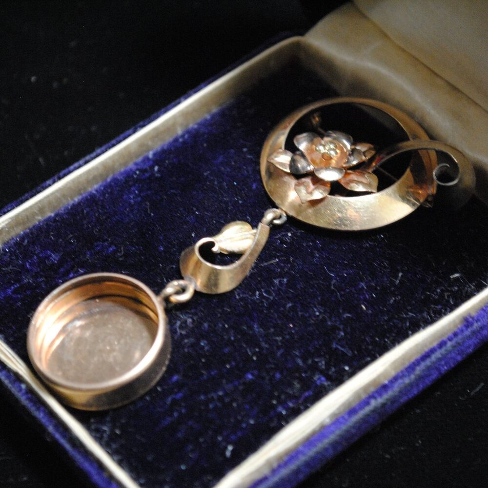 Vintage Dorsons 12k Gold-filled Empty Lapel Watch Flower Brooch - Picture 2 of 12